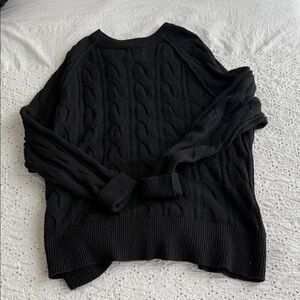 Aerie Classic Black Cable Knit Sweater